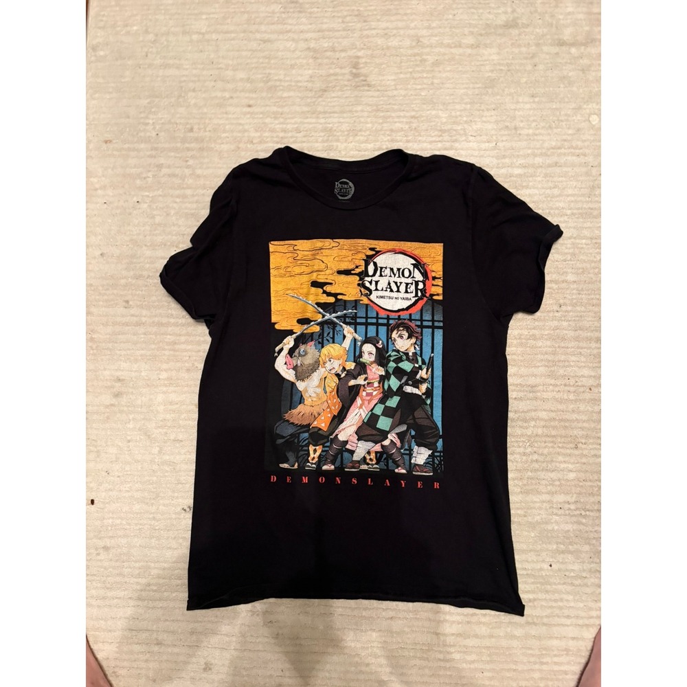 Demon Slayer Kimetsu no Yaiba Graphic T-Shirt Black Anime Crewneck Short Sleeve